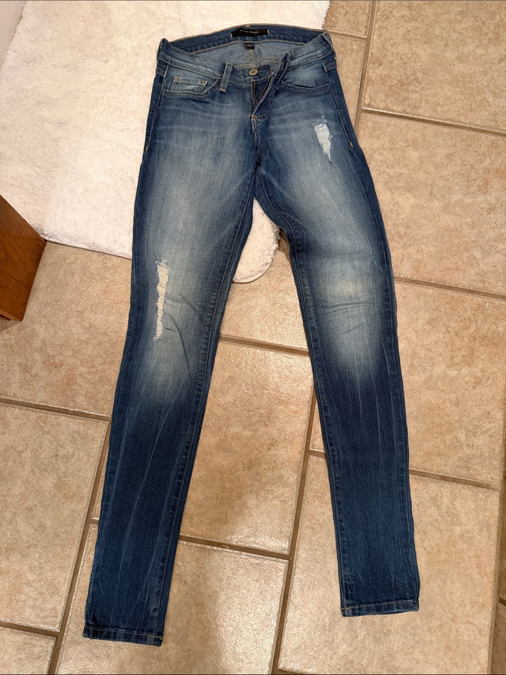 Flying Monkey Dark Blue Distressed Skinny Jeans